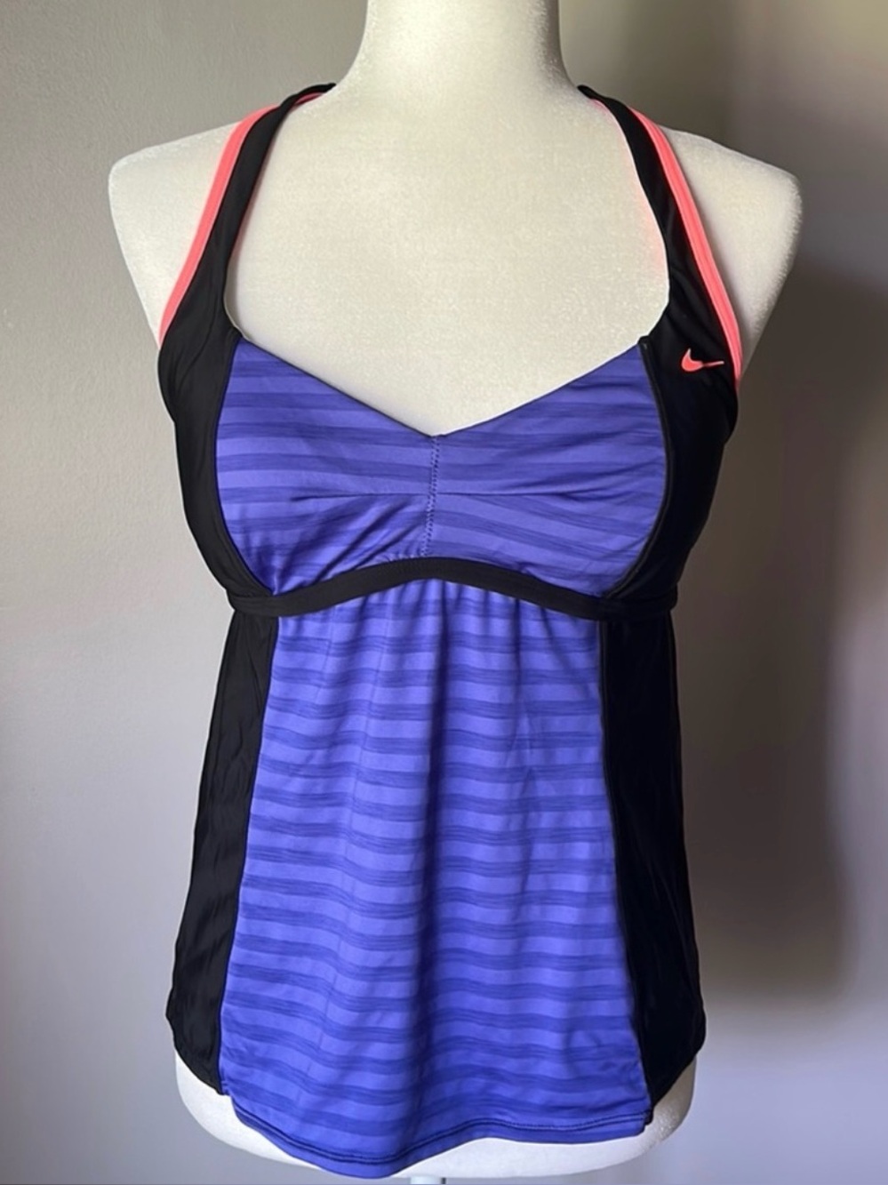 Nike Dri-FIT Tankini Swim Top Women’s Size 12 Purple Black Racerback
